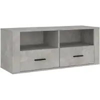 The Living Store Armoire TV gris béton 100x35x40 cm Bois composite