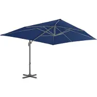 The Living Store Parasol à pied croisé avec mât en aluminium 4 x 3 cm, bleu azur