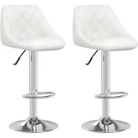 The Living Store Tabouret de bar 2 pcs. Simili cuir blanc