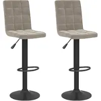 The Living Store Tabouret de bar 2 pcs. Velours gris clair