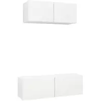 The Living Store Ensemble de 2 meubles TV blanc en bois composite