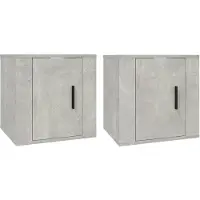 The Living Store Armoires TV murales 2 pcs. Gris béton 40x34,5x40 cm