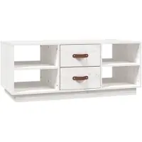 The Living Store Table basse blanche 100x50x41 cm pin massif