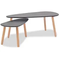 The Living Store Table d'appoint Set 2 pcs. Pin massif noir