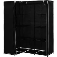 The Living Store Armoire d'angle Noir 130 x 87 x 169 cm