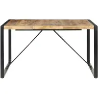 The Living Store Table de salle à manger 140x140x75 cm Bois de manguier rugueux