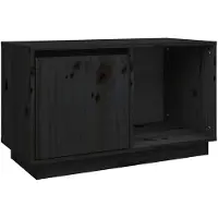 The Living Store Armoire TV noire 74x35x44 cm Pin massif