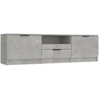 The Living Store Armoire TV gris béton 140x35x40 cm Bois composite