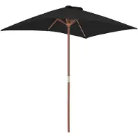 The Living Store Parasol avec mât en bois noir 150x200 cm