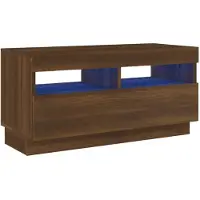 The Living Store Armoire TV avec luminaires LED brun imitation chêne 80x35x40 cm