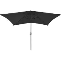 The Living Store Parasol avec LED et mât en acier Noir 2x3 m