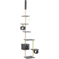 The Living Store Arbre à chat avec griffoirs en sisal 260cm Gris Empreinte de patte