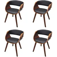 The Living Store Chaises de salle à manger 4 pcs. Marron Bois courbé et similicuir