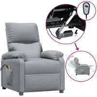 The Living Store Fauteuil de massage électrique Gris clair Tissu