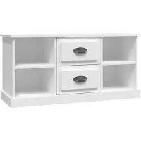 The Living Store Armoire TV Blanc 99,5x35,5x48 cm Matériau dérivé du bois