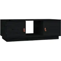 The Living Store Table basse noire 100x50x35 cm pin massif