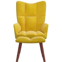 The Living Store Fauteuil relax avec pouf jaune moutarde velours