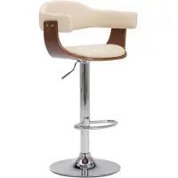 The Living Store Tabouret de bar 2 pcs. Crème Bois courbé et similicuir