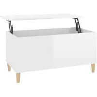 The Living Store Table basse blanc brillant 90x44,5x45 cm bois composite