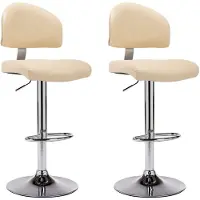 The Living Store Tabourets de bar 2 pcs. Simili cuir blanc crème