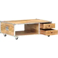 The Living Store Table basse 89x59x33 cm Bois de manguier massif rugueux