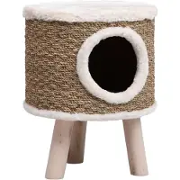 The Living Store Arbre à chat avec pieds en bois 41 cm algues marines