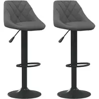 The Living Store Tabouret de bar 2 pcs. Velours gris foncé
