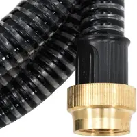 The Living Store Tuyau d'aspiration avec raccords en laiton Noir 1,1" 20 m PVC