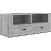 The Living Store Armoire TV Gris Sonoma 100x35x40 cm Matériau dérivé du bois