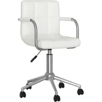 The Living Store Chaise de bureau pivotante Blanc Similicuir