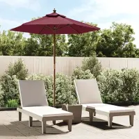 The Living Store Parasol avec mât en bois Bordeaux rouge 196 x 231 cm