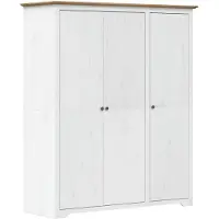 The Living Store Armoire BODO blanc & marron 151,5x52x176,5 cm Pin