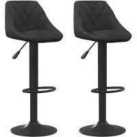 The Living Store Tabourets de bar 2 pcs. Velours noir