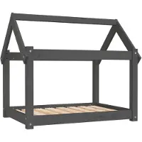 The Living Store Lit pour chien gris 81x60x70 cm bois massif pin