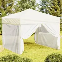 The Living Store Tente de réception pliable avec parois latérales Crème 3x3 m