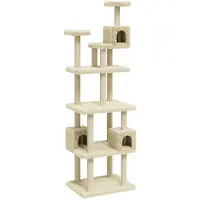 The Living Store Arbre à chat avec colonnes à griffer en sisal Crème 188 cm