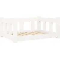 The Living Store Lit pour chien Blanc 65,5x50,5x28 cm Pin massif