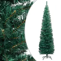 The Living Store Sapin de Noël artificiel élancé avec support Vert 240 cm PVC
