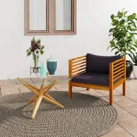 The Living Store Chaise de jardin avec coussins gris foncé en bois massif d'acacia