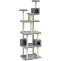 The Living Store Arbre à chat avec colonnes à griffer en sisal gris clair 188 cm