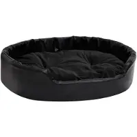 The Living Store Lit pour chien noir 90x79x20 cm peluche et similicuir