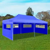 The Living Store Tente de réception Pop-Up Pliable Bleue 3×6 m