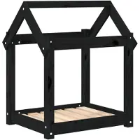 The Living Store Lit pour chien Noir 61x50x70 cm Pin massif