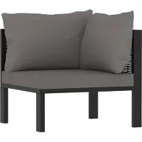 The Living Store Canapé d'angle avec accoudoir gauche Poly rotin Anthracite