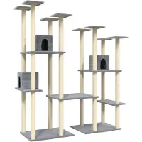 The Living Store Arbre à chat avec colonnes à griffer en sisal Gris clair 174 cm