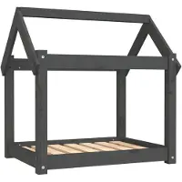 The Living Store Lit pour chien gris 71x55x70 cm bois massif pin