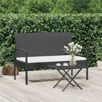 The Living Store Banc de jardin avec coussin noir 105 cm en polyrotin