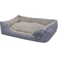 The Living Store Lit pour chien avec coussin rembourré taille M Gris