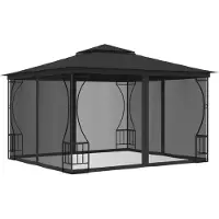 The Living Store Pavillon mit Netz 300x300x265 cm Anthrazit