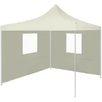 The Living Store Tente pliante à 2 parois 3 x 3 m Blanc crème